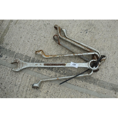 407 - SIX LARGE SPANNERS - NO VAT