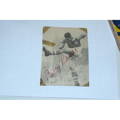 95 - A SIGNED 1950s NEWSPAPER PHOTOGRAPH BY BILLY LIDDELL (LIVEREPOOL FC AND SCOTLAND AND SIGNED BOOK, IM... 