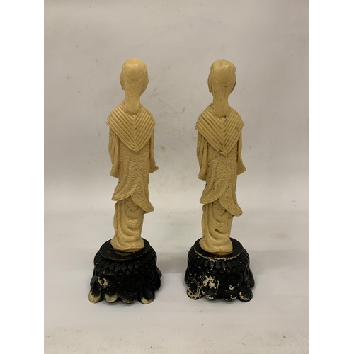 108 - TWO RESIN ORIENTAL FIGURES - 23 CM