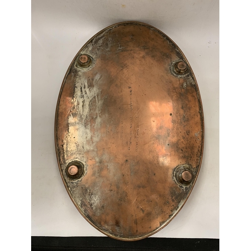 142 - A SCALLOPED EDGED COPPER TRAY