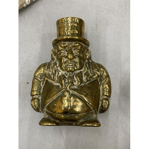 245 - A VINTAGE TRANSVAAL BRASS MONEY BOX 