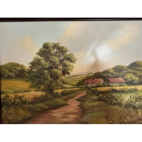 260 - A FRAMED OIL ON BOARD OF A COUNTRY COTTAGE SCENE SIGNED FOOTE TO THE LOWER LEFT HAND CORNER 24CM X 3... 