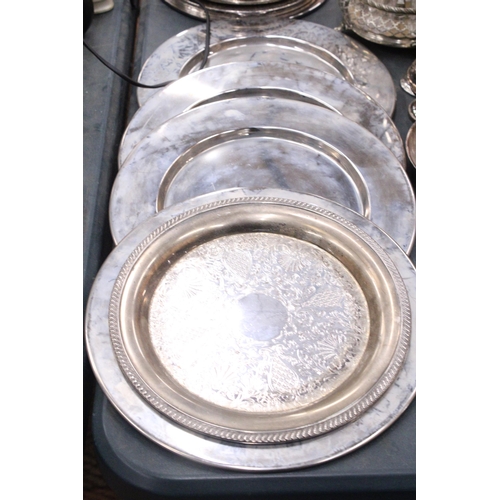 355 - A LARGE QUANTITY OF SILVER PLATED ITEMS TO INCLUDE TRAYS, CANDLEABRAS, TWO CONDIMENT SETS WITH GLASS... 