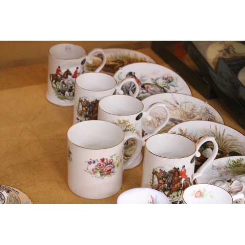 391 - A QUANTITY OF COLLECTABLE CERAMIC MUGS AND CABINET PLATES TO INCLUDE AYNSLEY, WEDGWOOD, ROYAL KENDAL... 