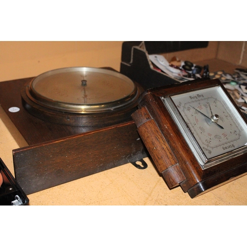 396 - TWO VINTAGE MAHOGANY CASED BAROMETERS