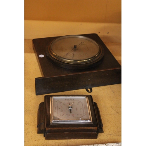 396 - TWO VINTAGE MAHOGANY CASED BAROMETERS