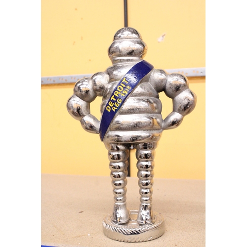 418 - A LARGE CHROME MICHELIN MAN, HEIGHT 37CM