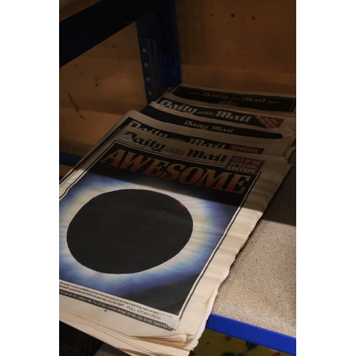 428 - SIX COPIES OF THE DAILY MAIL NEWSPAPER. HEADLINES INCLUDE 1999 SOLAR ECLIPSE, SEPTEMBER 11 WORLD TRA... 