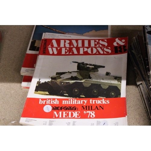 429 - A COLLECTION OF VINTAGE MILITARIA MAGAZINES TO INCLUDE THIRTY EIGHT WORLD WAR 11 AND TEN ARMIES AND ... 