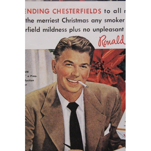 449 - A VINTAGE RONALD REAGAN ADVERT FOR CHESTERFIELD CIGARETTES