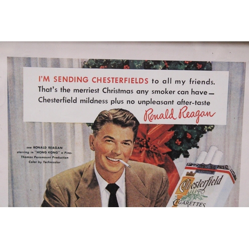 449 - A VINTAGE RONALD REAGAN ADVERT FOR CHESTERFIELD CIGARETTES