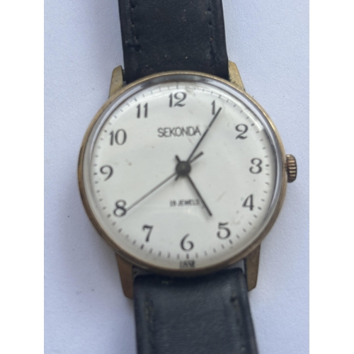 530 - THREE SEKONDA MECHANICAL WIND UP WRIST WATCHES SEEN WORKING BUT NO WARRANTY