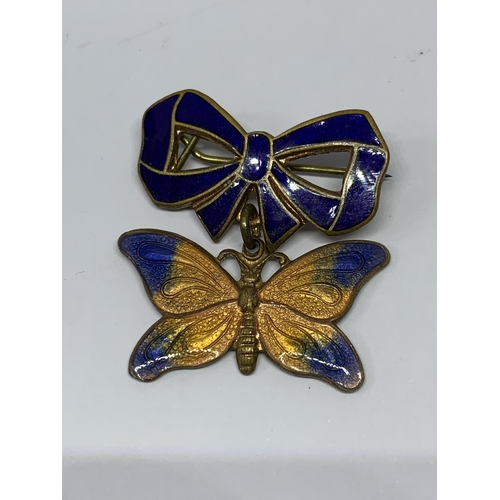 575 - A RARE 1930'S ART DECO ENAMEL BUTTERFLY BROOCH IN A PRESENTATION BOX