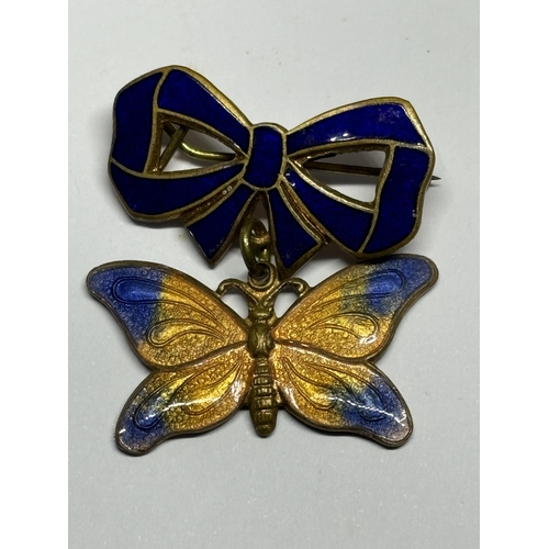 575 - A RARE 1930'S ART DECO ENAMEL BUTTERFLY BROOCH IN A PRESENTATION BOX