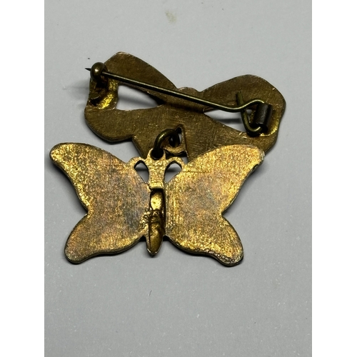 575 - A RARE 1930'S ART DECO ENAMEL BUTTERFLY BROOCH IN A PRESENTATION BOX