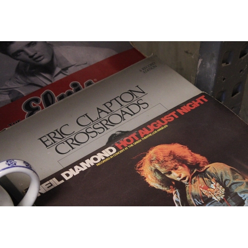 845 - TWO LP RECORD BOX SETS - ERIC CLAPTON, CROSSROADS AND THE ELVIS TREASURES PLUS NEIL DIAMOND , 'HOT A... 