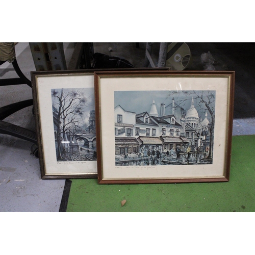 986 - TWO FRAMED PARIS RELATED PRINTS TO INCLUDE NOTRE DAME AND PLACE DU TERTRE