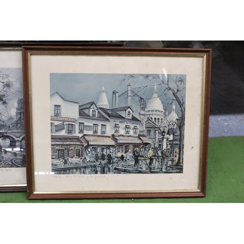 986 - TWO FRAMED PARIS RELATED PRINTS TO INCLUDE NOTRE DAME AND PLACE DU TERTRE