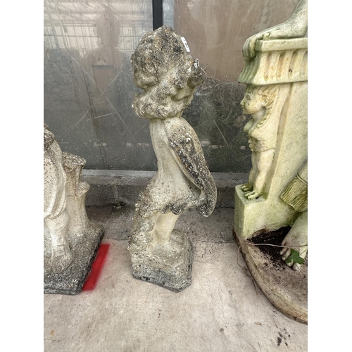 1509 - A CONCRETE GARDEN FIGURE OF A YOUNG GIRL (H:60CM)