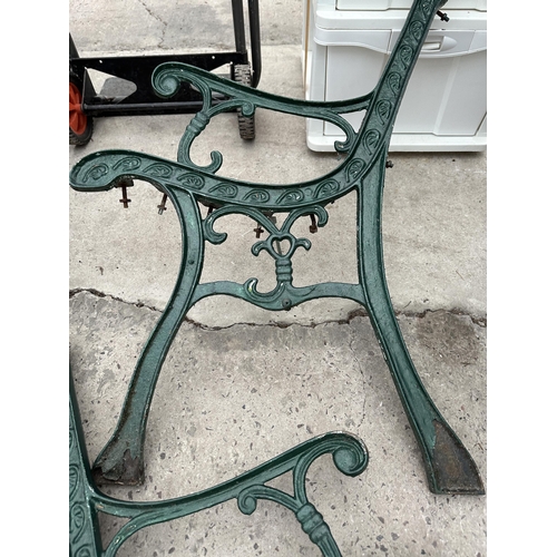 1602 - A PAIR OF DECORATIVE CAST IRON BENCH ENDS