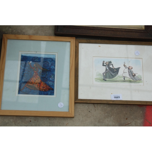 1665 - THREE VARIOUS FRAMED PRINTS