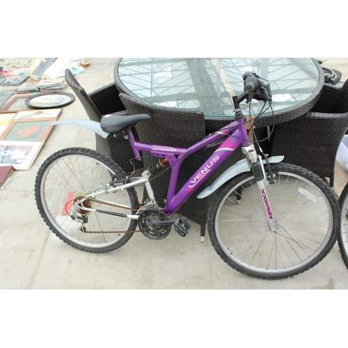 1701 - A VENUS UNIVERSAL LADIES MOUNTAIN BIKE WITH FRONT AND REAR SUSPENSION AND 21 SPEED GEAR SYSTEM