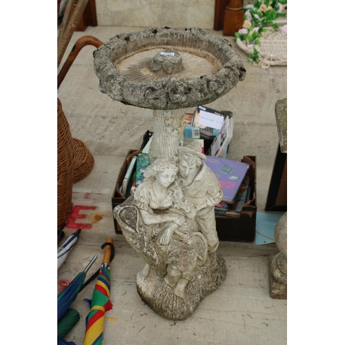 1813 - A CONCRETE BIRDBATH WITH PEDESTAL BASE