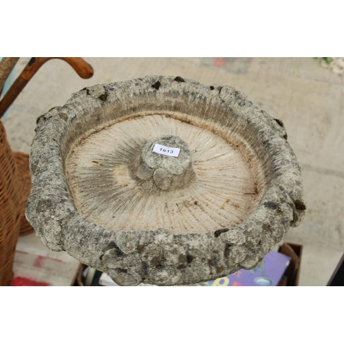 1813 - A CONCRETE BIRDBATH WITH PEDESTAL BASE