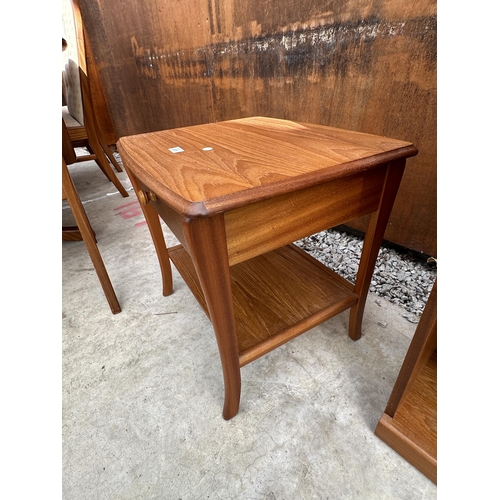 2526 - A TEAK TWO TIER LAMP TABLE WITH SINGLE DRAWER