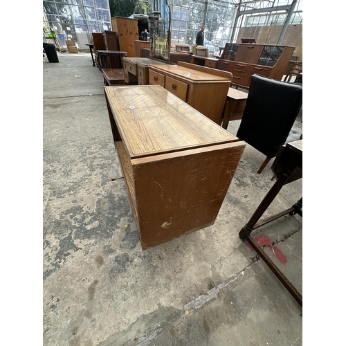 2569 - A RETRO TEAK EFFECT FOLD OVER TABLE/TROLLEY