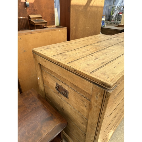 2594 - A VICTORIAN PINE BLANKET/STORAGE CHEST, 39