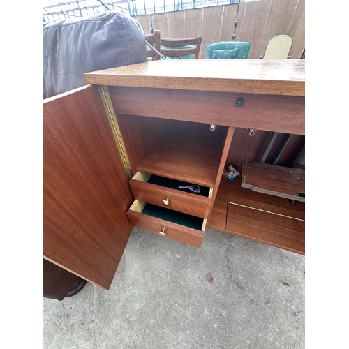 2622 - A RETRO TEAK SEWING MACHINE CABINET