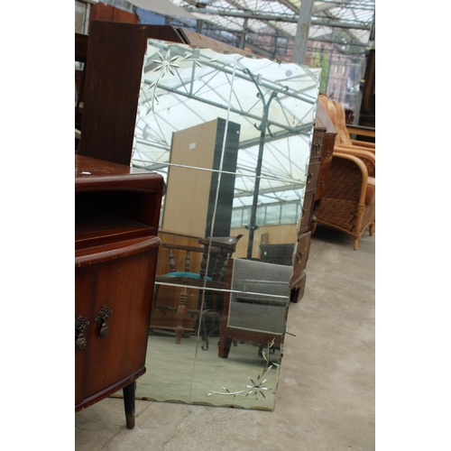 2676 - A MID 20TH CENTURY BEDSIDE LOCKER AND FRAMELESS WALL MIRROR