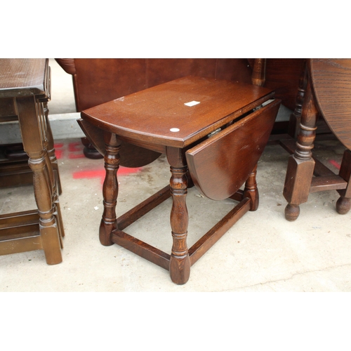 2691 - AN OAK SWIVEL TOP MINIATURE DROP-LEAF TABLE