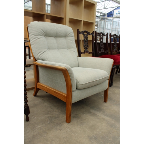 2701 - A LIGHT OAK ERCOL STYLE RECLINER CHAIR