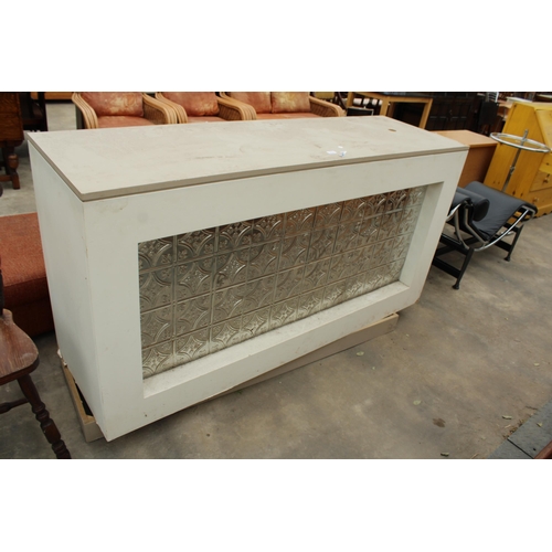 2742 - A PAINTED BAR UNIT WITH EMBOSSED METAL TILE EFFECT SUNKEN PANEL 70