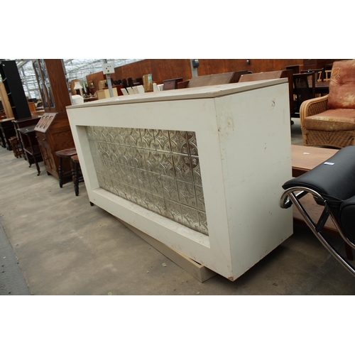 2742 - A PAINTED BAR UNIT WITH EMBOSSED METAL TILE EFFECT SUNKEN PANEL 70