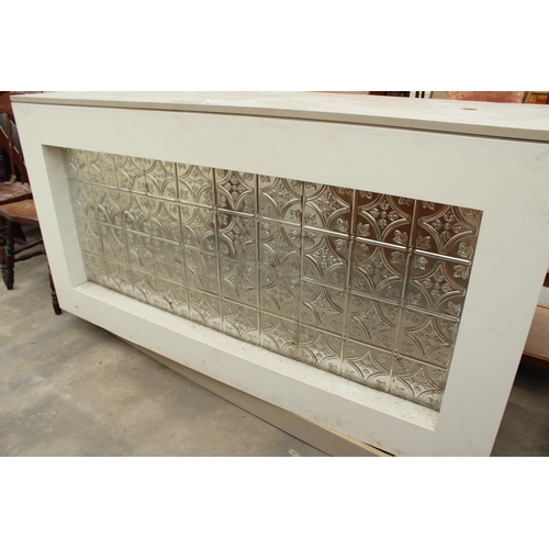 2742 - A PAINTED BAR UNIT WITH EMBOSSED METAL TILE EFFECT SUNKEN PANEL 70