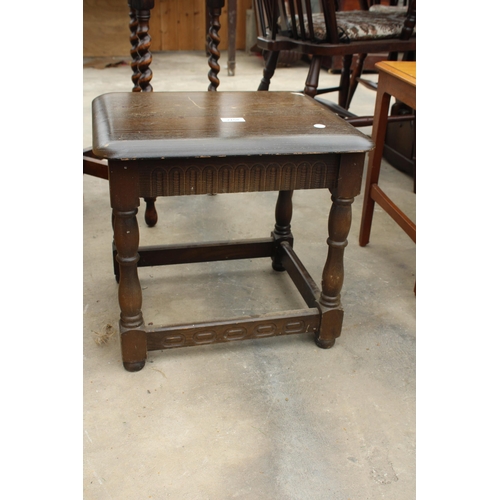 2758 - AN OAK JACOBEAN STYLE STOOL