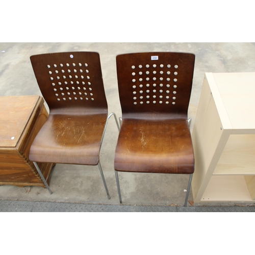 2768 - A PAIR OF BROADSTOCK BENTWOOD CHAIRS ON CHROME FRAMES