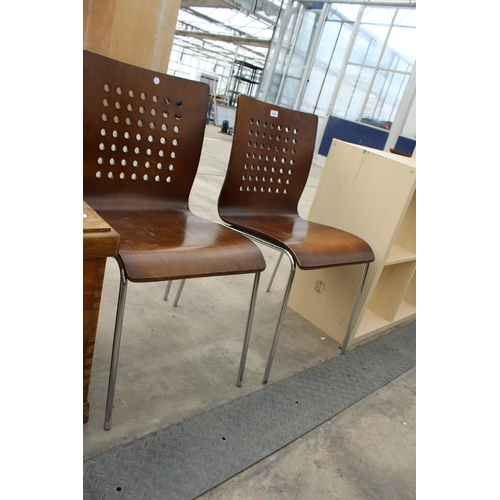 2768 - A PAIR OF BROADSTOCK BENTWOOD CHAIRS ON CHROME FRAMES