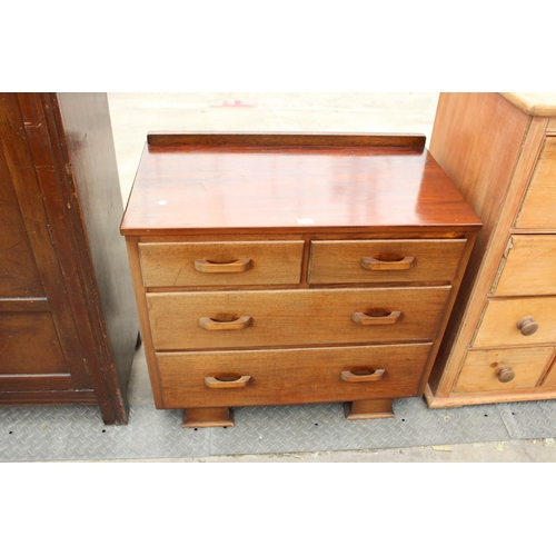 2786 - A MAHOGANY ART DECO CHEST OF TWO SHORT AND TWO LONG DRAWERS, 35