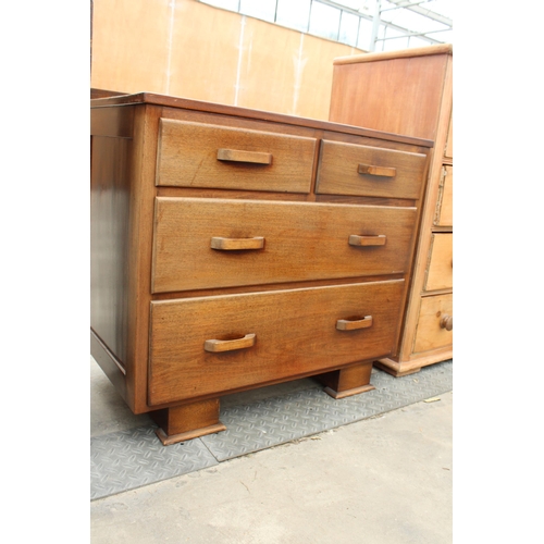 2786 - A MAHOGANY ART DECO CHEST OF TWO SHORT AND TWO LONG DRAWERS, 35