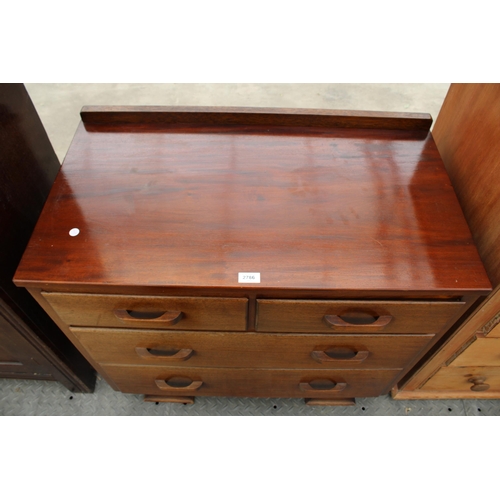 2786 - A MAHOGANY ART DECO CHEST OF TWO SHORT AND TWO LONG DRAWERS, 35