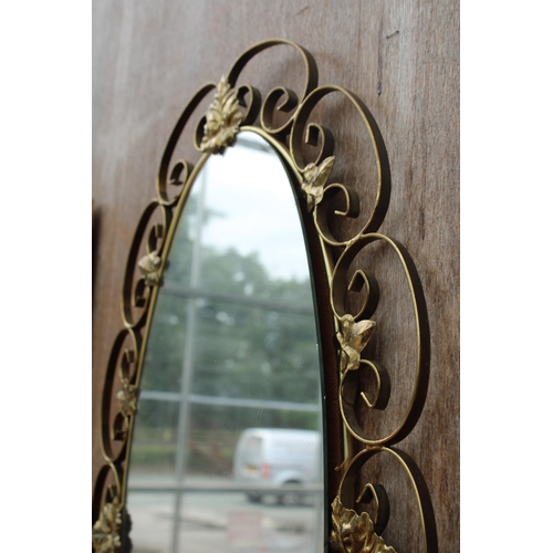 2792 - A MODERN OVAL BRASS FRAMED MIRROR, 29