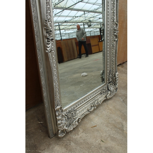 2806 - A 19TH CENTURY STYLE SILVER GILT MIRROR WITH BEVEL EDGE 69