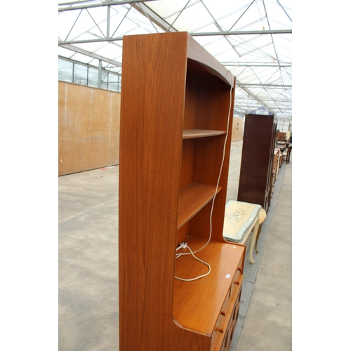 2807 - A RETRO TEAK NATHAN STYLE UNIT ENCLOSING FOUR DRAWERS AND TWO CUPBOARDS, 40