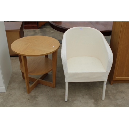 2848 - A LLOYD LOOM STYLE CHAIR AND A IKEA VEJMON TWO TIER TABLE 24