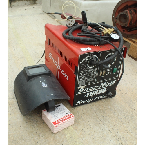 22 - A SNAP ON , SNAP-MIG 130 TURBO WELDER COMPLETE WITH WELDING MASK - NO VAT