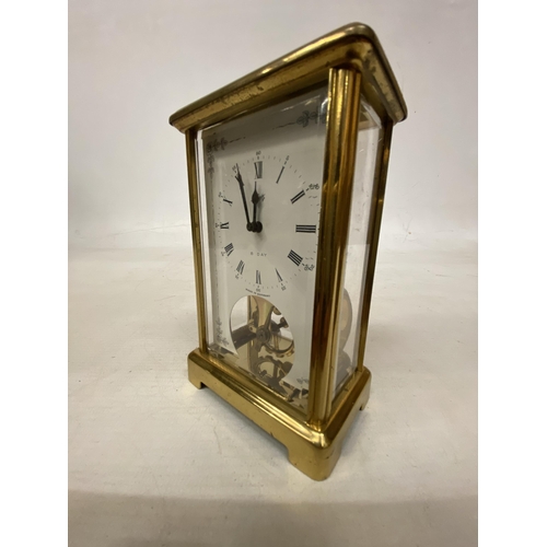 24 - A VINTAGE GERMAN SCHATZ & SOHNE BRASS 8 DAY CARRIAGE CLOCK IN WORKING ORDER NO WARRANTY GIVEN WITH W... 